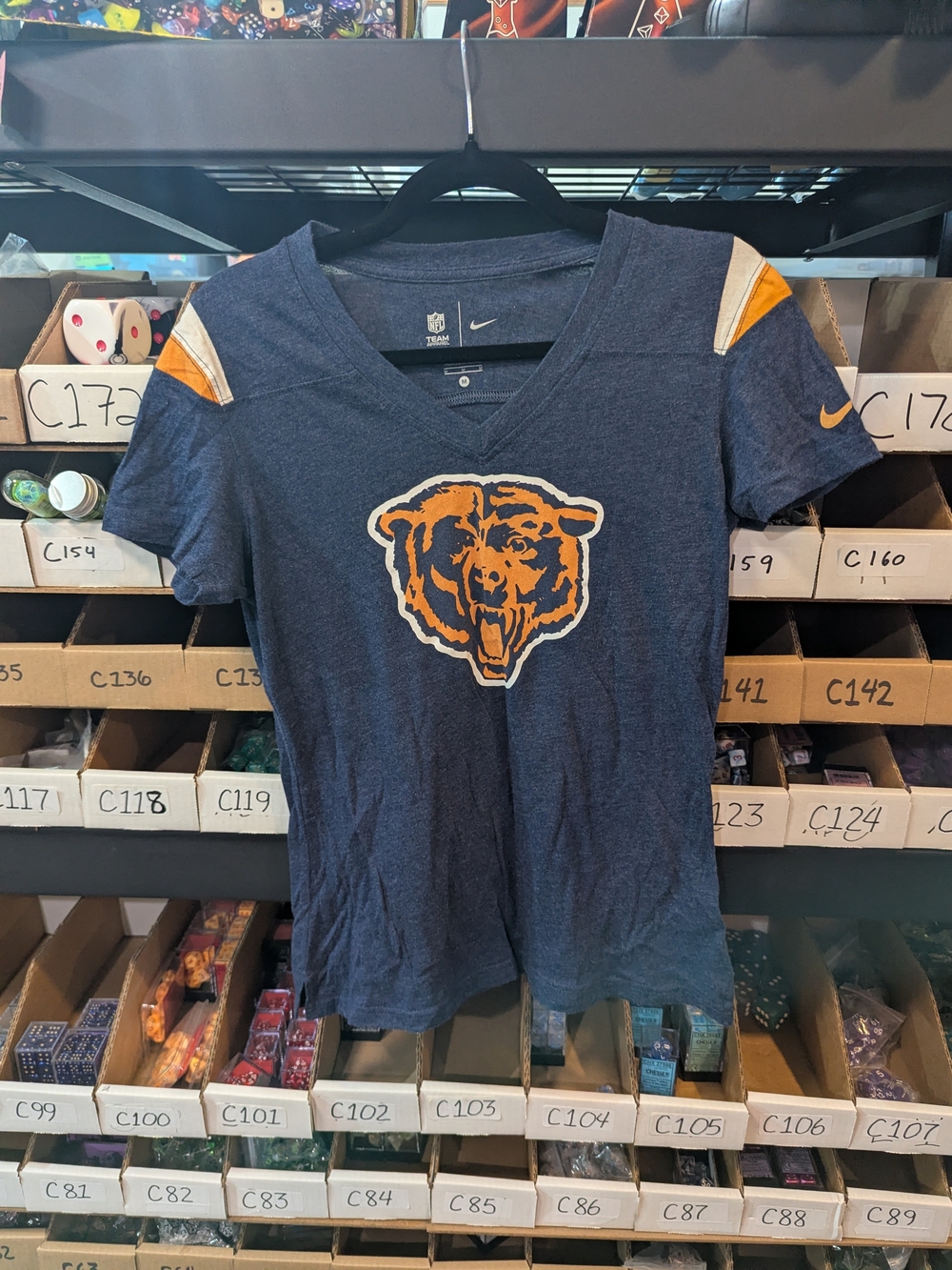 Nike Navy Chicago Bears V-Neck Tee with Orange & White Accents | M